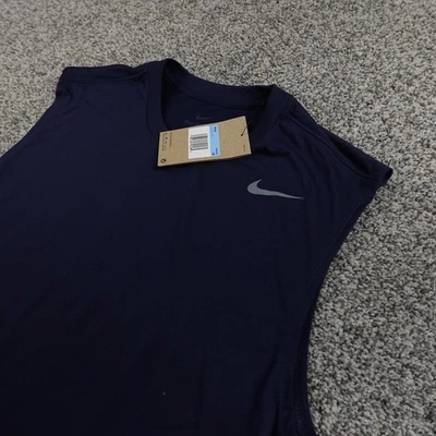 NEW Nike Shirt Mens M Blue Dri Fit Sleeveless Tank Top Gym Workout Performance - Image 1 of 4