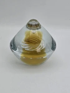 Vintage MCM Blenko Glass Air Twist Paperweight In Wheat/Crystal 3" - Picture 1 of 5