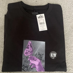 Vans Hombre Talla Camiseta Grande Negra Manga Larga Gráfica Observatorio Mariposa - Imagen 1 de 9