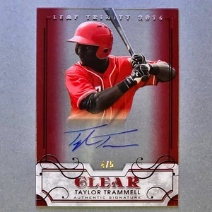 2016 Leaf Trinity Clear Auto Red SSP #d/5 Taylor Trammell #CA-TT1 Auto RC Astros - Picture 1 of 2