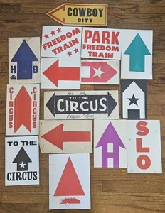Vintage Circus/Cowboy Signs To The Circus Signs/Arrows Todd Robinson Collection - Picture 1 of 14