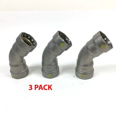 Lot of 3 Viega MegaPress 25236 3/4" x 3/4" G 45° Elbow Carbon Steel