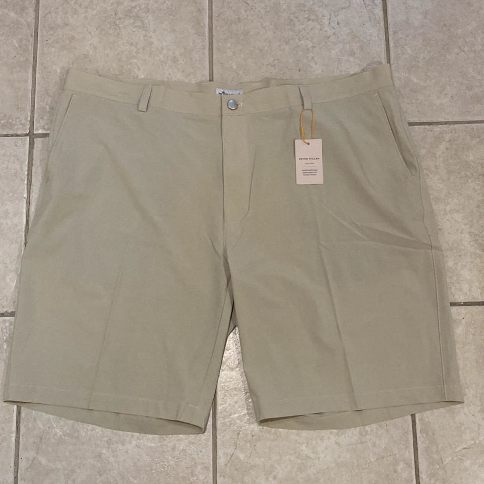 NEW Peter Millar Chino Golf Shorts Mens SZ 44 X 10 Beige Crown Sport NWT $105 CD - Image 1 of 4