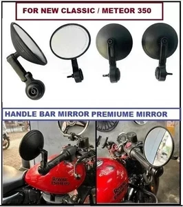 Fit For ROYAL ENFIELD Handle Bar End Mirror Black Meteor/Hunter/Super Meteor 650 - Picture 1 of 8