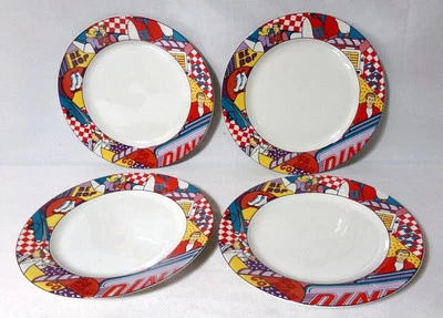 Century Stoneware Happy Day Days Dinner Plate Set 4 - Image 1 of 4