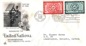 UN FDC 1956 - Symbols of Communication, Scott # 41 & 42 Combo - Picture 1 of 1