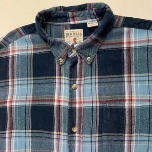 Camicia Uomo XL Plaid Flanella Bottoni Manica Lunga Camp Gorp Testa Rossa Basso Pro - Foto 1 di 10