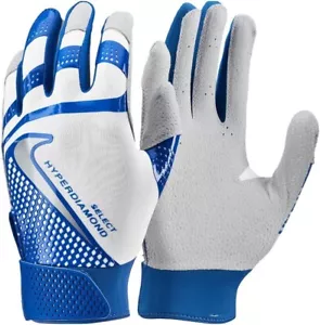 Nike Hyperdiamond Select Batting Gloves Blue/White Womens Medium Pair Set x2 - Picture 1 of 4
