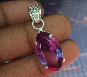 Natural 29.36 CT +Color Change Alexandrite Certified Gemstone Pendant 925 Silver - Picture 1 of 8
