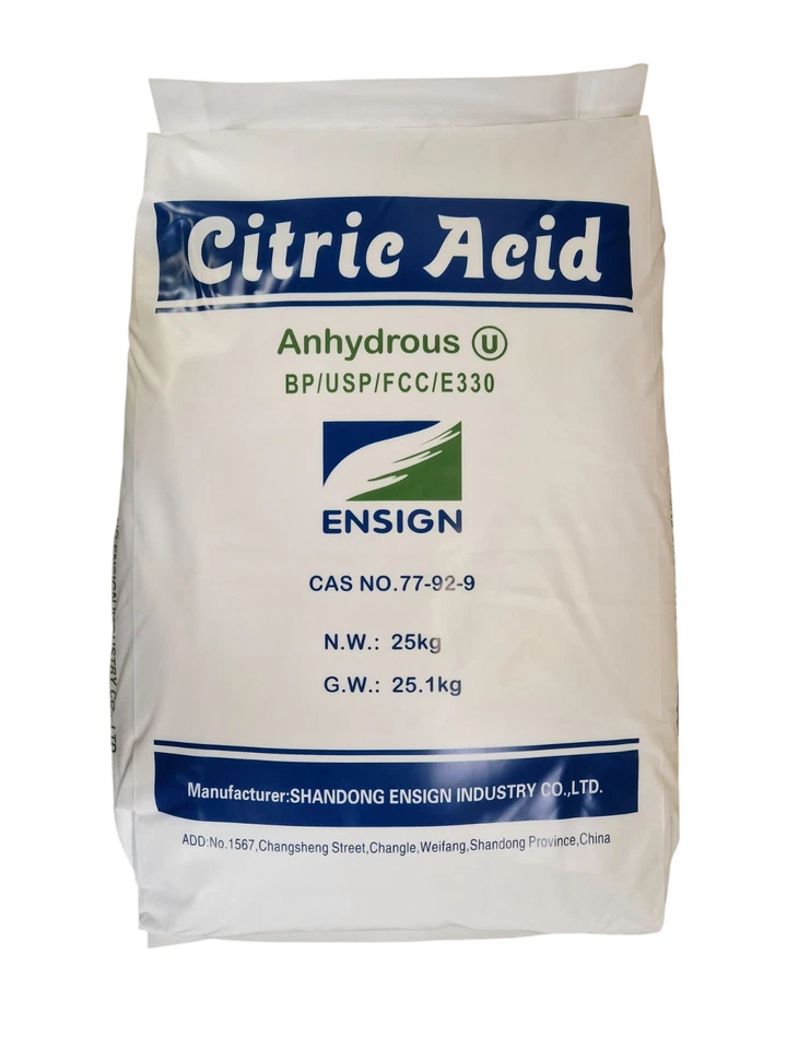 CUSTOM CHEMICAL SUPPLIES CITRIC ACID 25KG BAG 100% Anhydrous Fine Food Grade - CHEAPEST