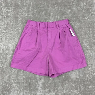 Gap Pleated Khaki Chino Shorts Women's 6 Purple Clover Stretch High Rise NWT - Imagem 1 de 4