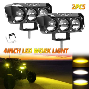 2x 4'' LED Work Light Bar Spot Flood Pods Off Road Truck Fog Lights Yellow White - Picture 1 of 9