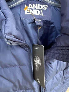 lands end quilted xl puffer black & blue goose down vests lot of two/2 - Picture 1 of 7