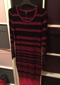 BNWT Maroon And Black Stripy therapy 3/4 Dress M - Picture 1 of 1