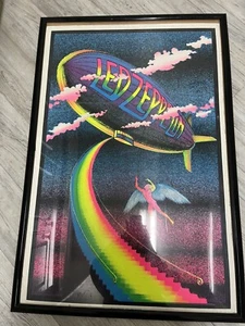 Vintage Led Zeppelin Stairway to Heaven Flocked Velvet Blacklight Poster 23 x 35 - Picture 1 of 13