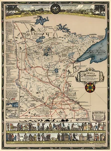 Frühe historische Bildkarte von Minnesota Wandkunstdruck Poster Kunstwerk Dekor - Bild 1 von 2