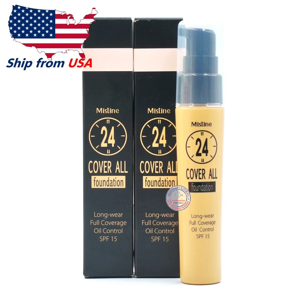 Mistine 24 Cover All Foundation Full Coverage Oil Control : F1 Light Skin 25g x2 - Image 1 of 4