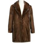 Mens Furry Mink Fur Jacket Mid Winter Coat Outwear Lapel Casual Oversize M-6Xl