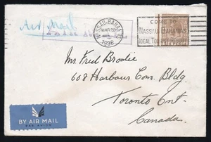 Bahamas 20 de marzo de 1936 Scott 79 correo aéreo solo Nassau a Toronto Ontario Canadá - Imagen 1 de 2