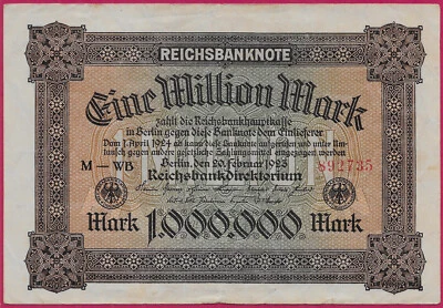 GERMANY,WEIMAR 1,000,000 MARK 1923,UNIFACE,REICHSBANKNOTE.LETTERING:EINE MIL - Image 1 of 2
