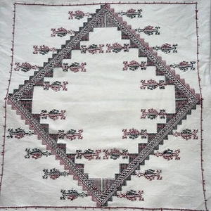 Handgefertigter palästinensischer bestickter Kissenbezug, Kreuzstich ethnisches Design 17x18 - Bild 1 von 9