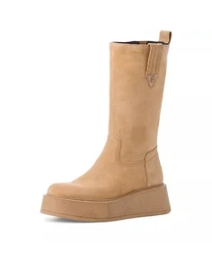 Tamaris Wortmann Women’s VARINNA Flatform Leather Cold Weather Boot Camel NIB - Picture 1 of 9