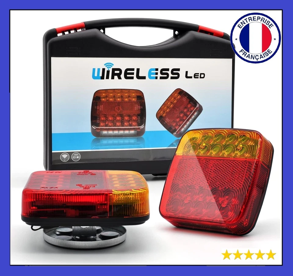 feu remorque sans fil, LED fixation magnétique - Photo 1/4
