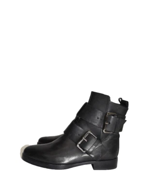 $1200 Pierre Hardy Moto Cuero Botines Hebillas Plateadas Negro 36.5 (MF23) Foto 1 de 4