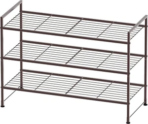 Simple Houseware 3-Tier Stackable Metal Panel Shoes Rack Bronze - Picture 1 of 5