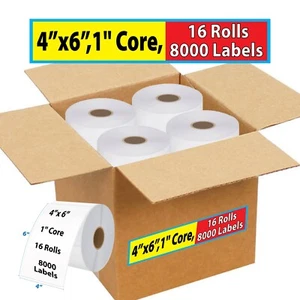 Svel Thermo Versandetikett für Rollen 4”x6”, 1'' Kern, 16 Rollen (8000 Etiketten) - Bild 1 von 6