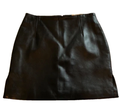 Hugo Buscati Black Leather Skirt Size 6 - Image 1 of 3
