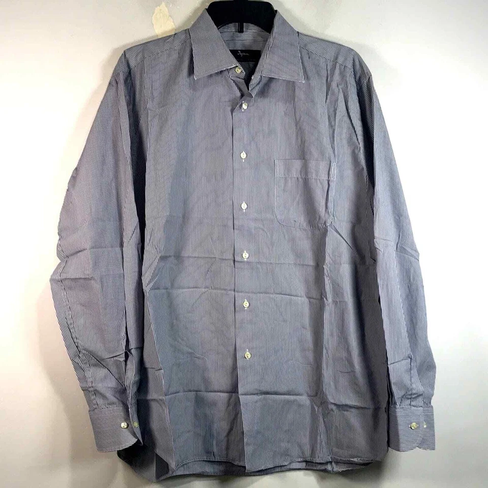 Ingram Long Sleeve Striped Button Up Shirt, Men's Size 16-41 - Blue - Image 1 of 4