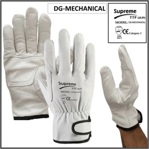 10x Mechanical Gloves Double Palm Safety White Leather Work Gloves Men Women - Picture 1 of 5