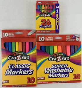 CraZArt Crayon 26 pack CraZart Fine & Broad Tip Markers 10 pack Home School - Picture 1 of 5
