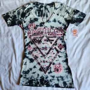 American Fighter Affliction Alaska Artisan Womens L XL Black Dyed Graphic TShirt - Picture 1 of 8