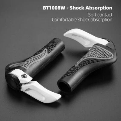 ROCKBROS MTB Bike Lock-on Handlebar Grips Rubber&Aluminum Barend Bar Ends White - Image 1 of 4