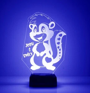 Cute Skunk Night Light - Personalized FREE - LED Desk LAMP.16 Color With Remote. - Picture 1 of 8