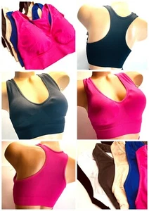 WireFree SPORTS BRAS 6 OR 3 BRA YOGA ACTIVE WEAR SEXY Seamless RACER BACK Free  - Picture 1 of 12