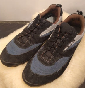 SHIMANO UNISEX FAHRRAD RENNRADSCHUH WILDLEDER GRÖSSE 11 SCHWARZ/BLAU - GUTER ZUSTAND! - Bild 1 von 11