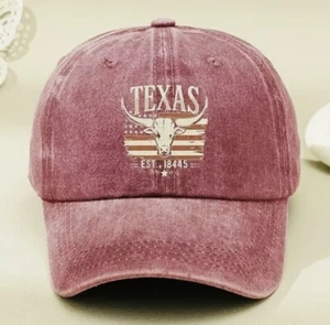 TEXAS Classic Printed Logo Baseball Cap;100% Polyester BRAND NEW Rust Color - Picture 1 of 9