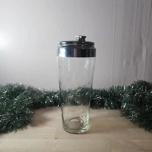 Vintage Star MCM Etched Glass & Chrome Cocktail Shaker-Starburst Design - Picture 1 of 8