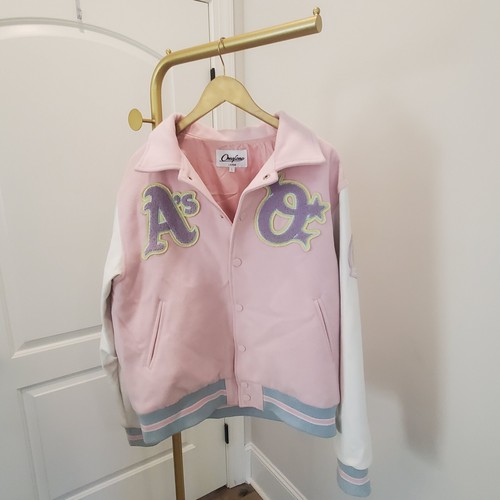 VALENTINO Oneofone Varsity Jacket Yay Area Coat Valentine Letterman L San Francisco rosa