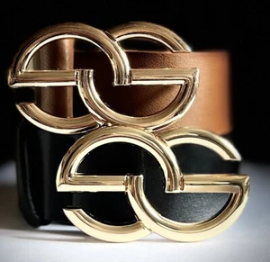 GG BELT BELTS BLACK AND BROWN | 105 cm / 41.33" LONG and 4 cm /1.57" WIDE - Picture 1 of 10