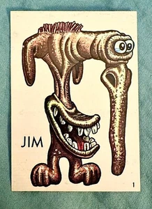 1965 Topps ugly sticker #1 Jim #2 Carl #3 Sandy RARE VARIANT, EX++ to NRMT - Bild 1 von 4