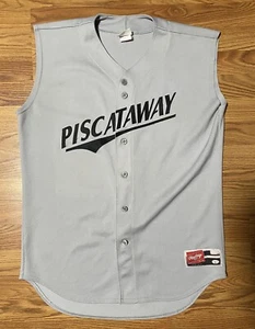 Men’s Large Rawlings Piscataway NJ Baseball Grey #28 Vintage Stitch Vest Jersey - Picture 1 of 8