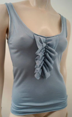 PAUL & JOE SISTER Gris Azul Cuello Cuchara Volantes Frontal Sin Mangas Chaleco Cami Top Tallas S Foto 1 de 4