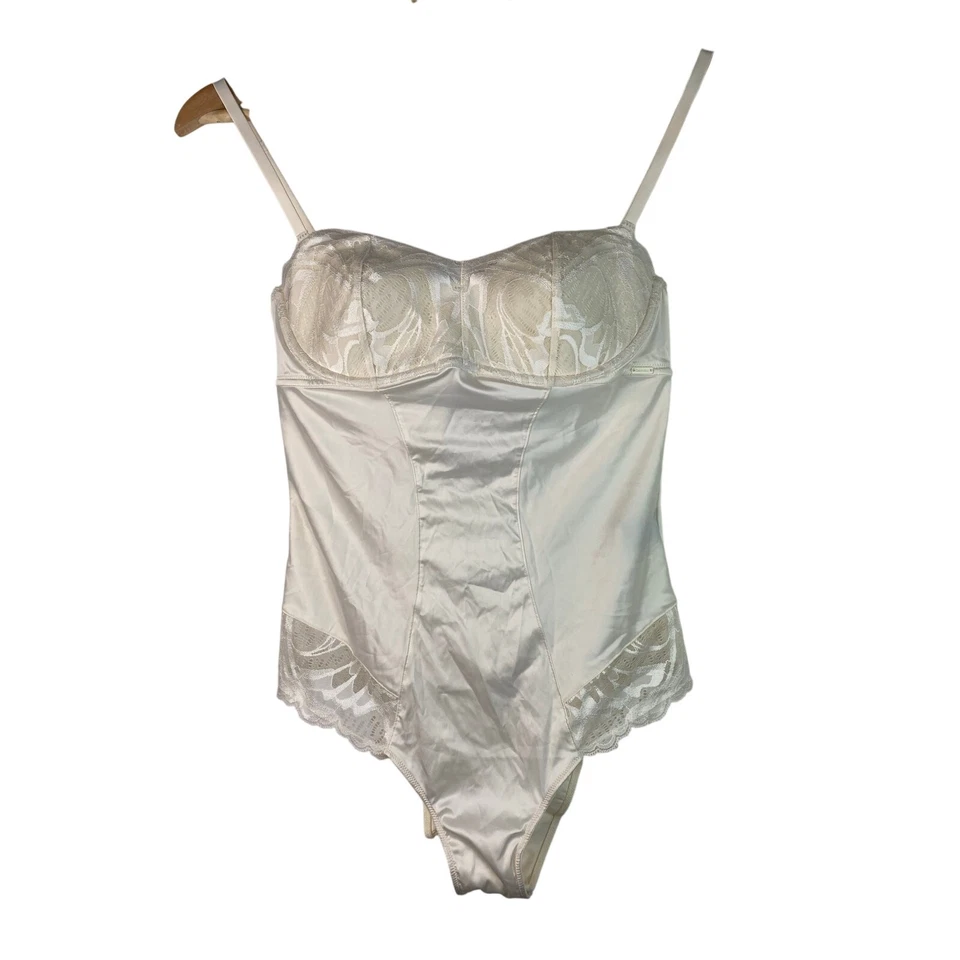Calvin Klein Women's Size M Cream Lightly Lined Satin Underwire Bodysuit - Image 1 of 4