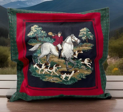 FOX HUNT pillow cover Jumper HORSE DECORATIVE SHAM EQUESTRIAN DECOR NEW - Image 1 of 4
