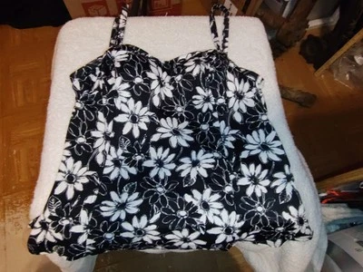 Traje de baño floral blanco y negro Baltex para mujer talla 12 sin mangas Rn# 76199 BK1 Foto 1 de 3