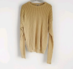 Tricots St Raphael Mens Sweater Tan Cable Knit Size L - Picture 1 of 6